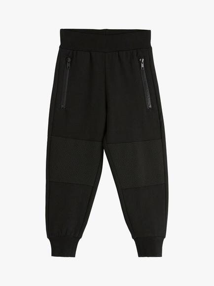Lindex Kids' Organic Cotton Mesh Knee Joggers, Black, Black