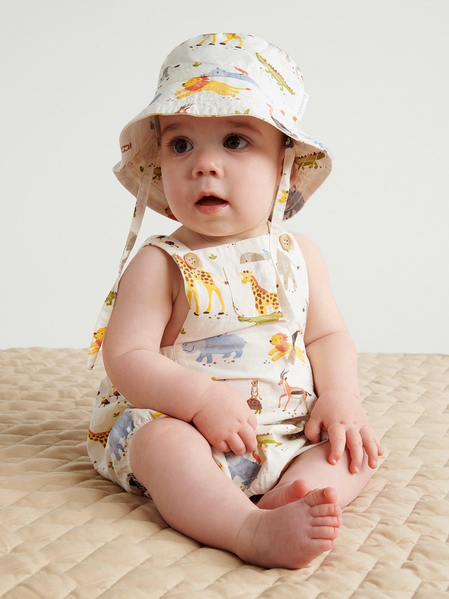 Purebaby Baby Organic Cotton Migrating Animals Bucket Hat, Multi