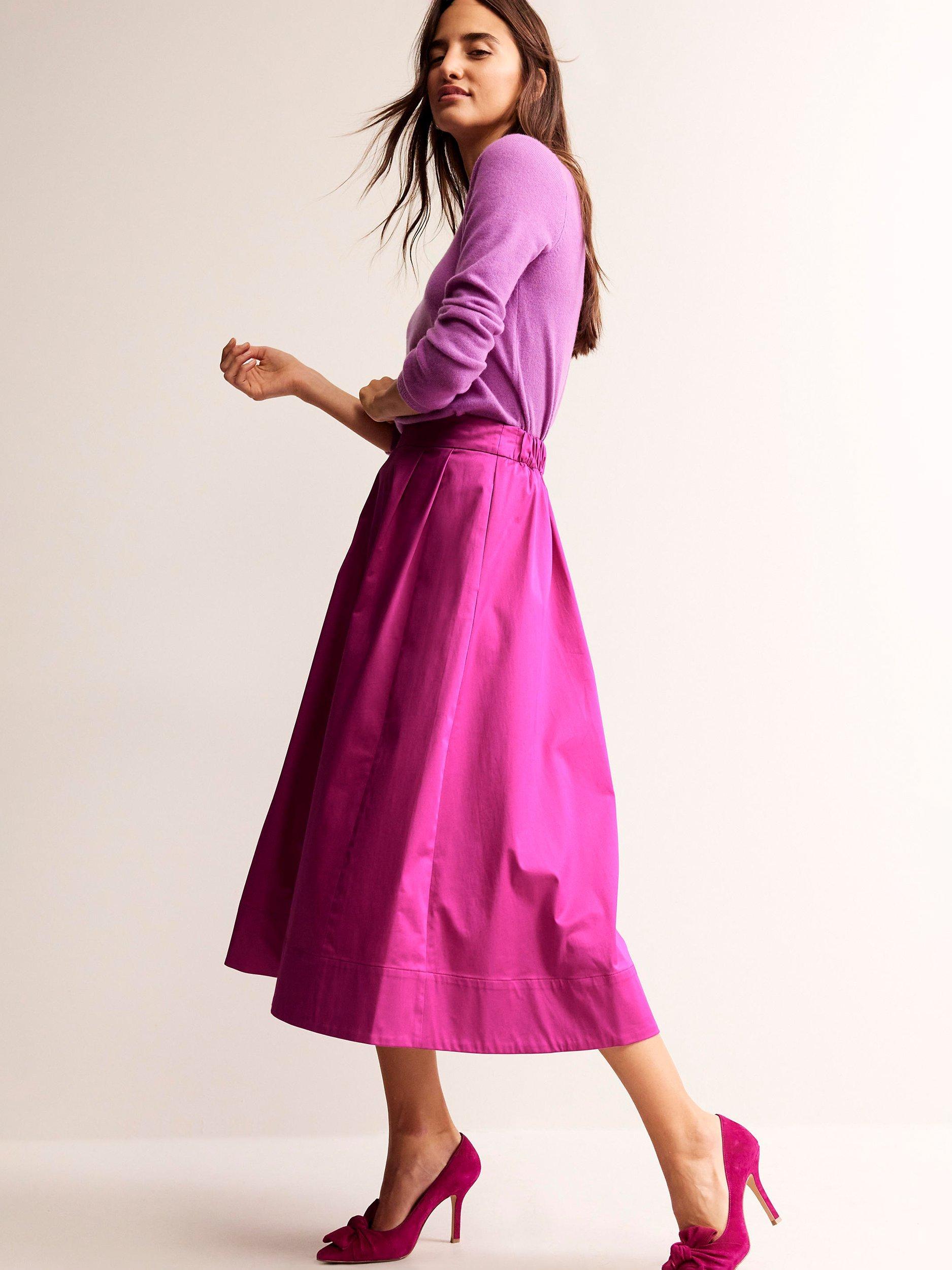 Boden Isabella Satin Skirt, Rose Violet