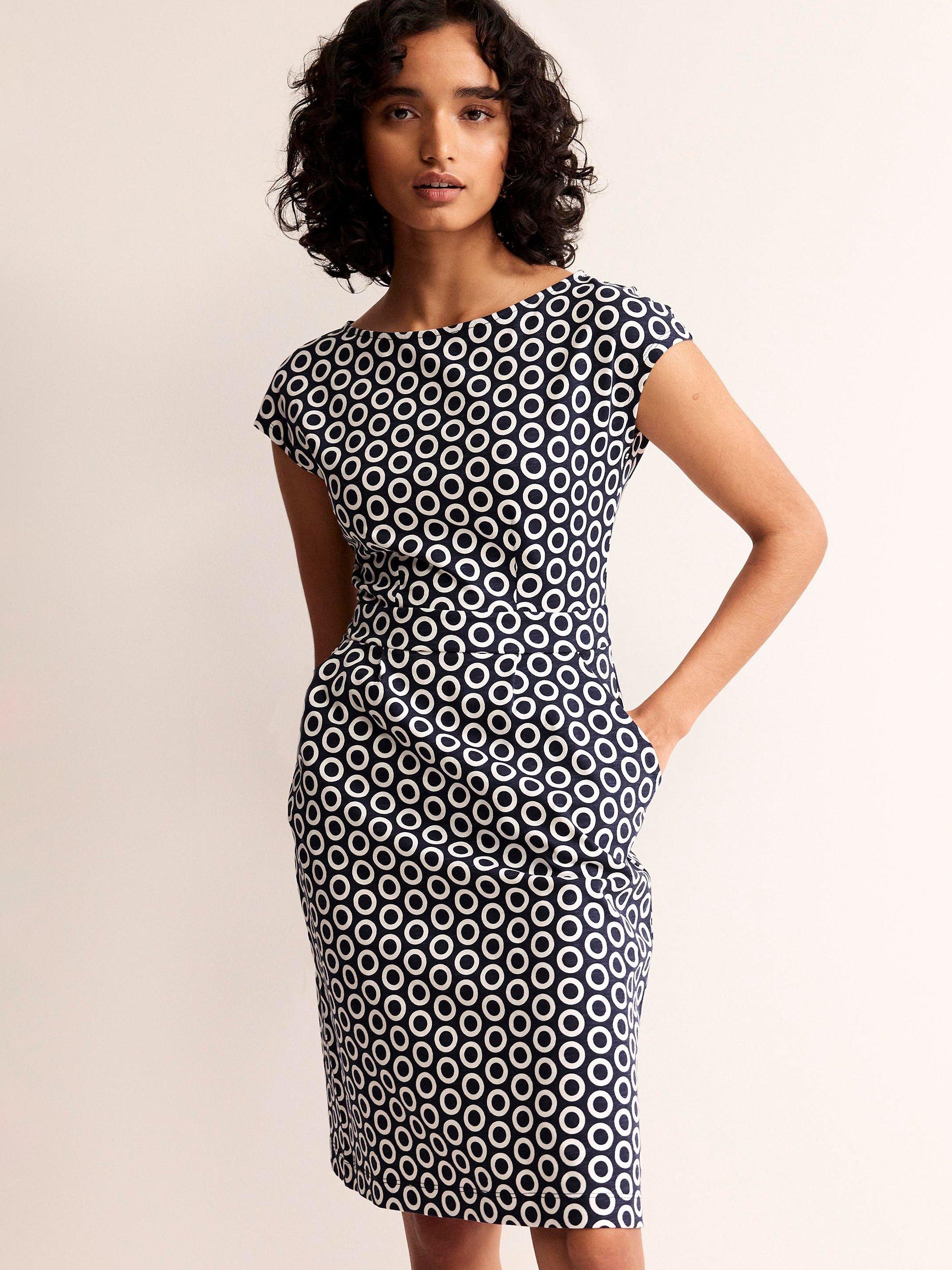 Boden Florrie Hoop Print Sheath Dress, French Navy