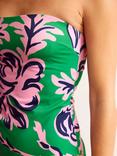 Boden Support Floral Bandeau Swimsuit, Green/Rose Blush