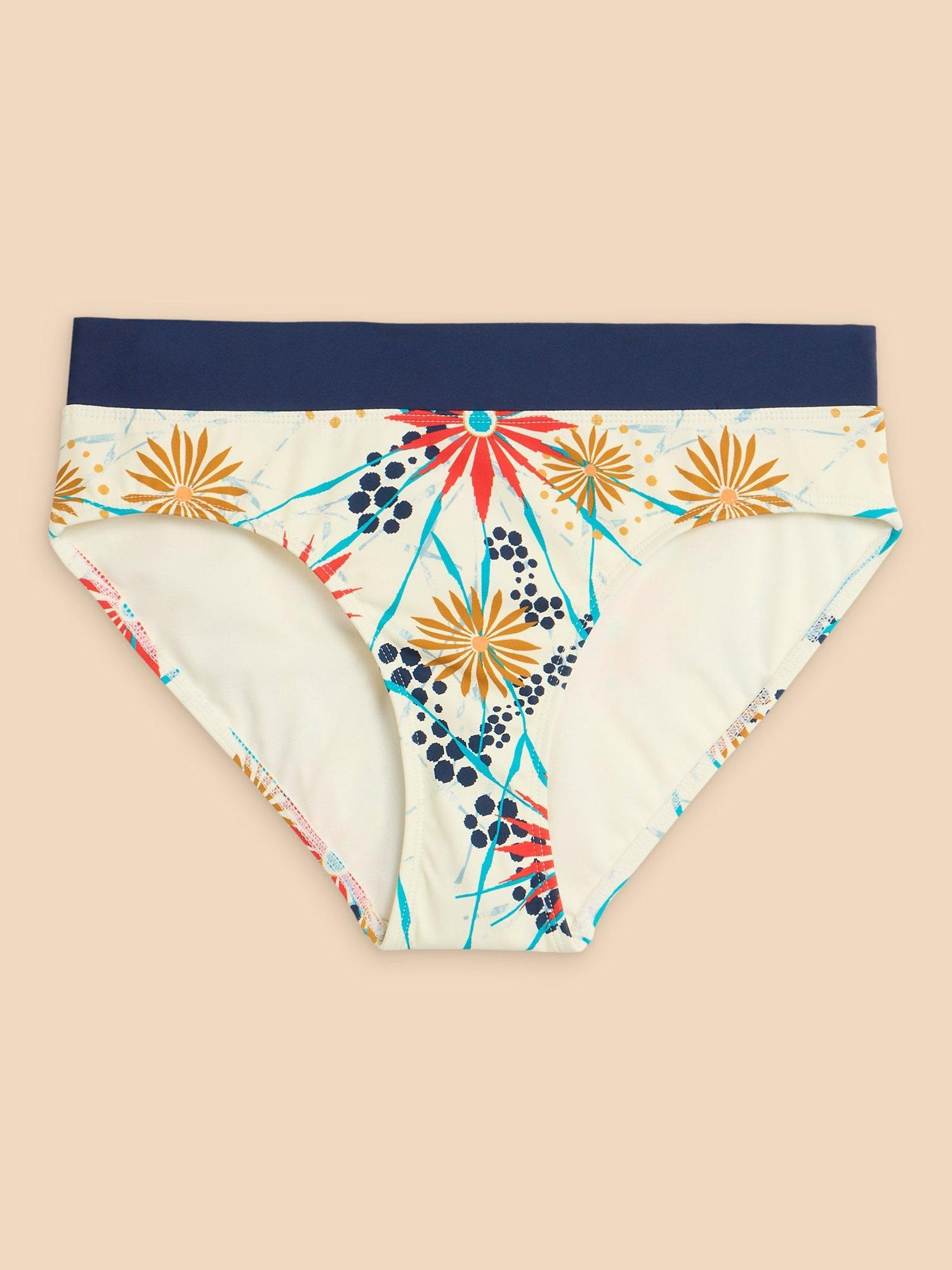 Product image 5 of 7, which shows White Stuff Valley Bikini Bottoms, Ivory/Multi, 6