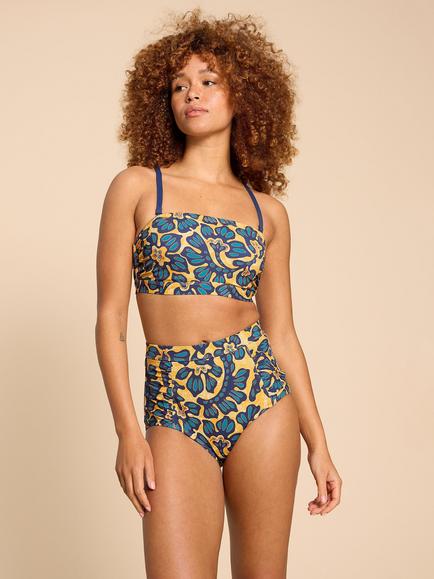 White Stuff Verity High Waist Floral Swim Bottoms, Yellow/Multi, Yellow/Multi