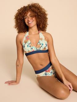 White Stuff Valley Floral Bikini Top, Ivory/Multi, Ivory/Multi