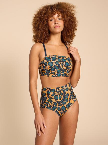 White Stuff Verity Bandeau Bikini Top, Yellow/Multi, Yellow/Multi