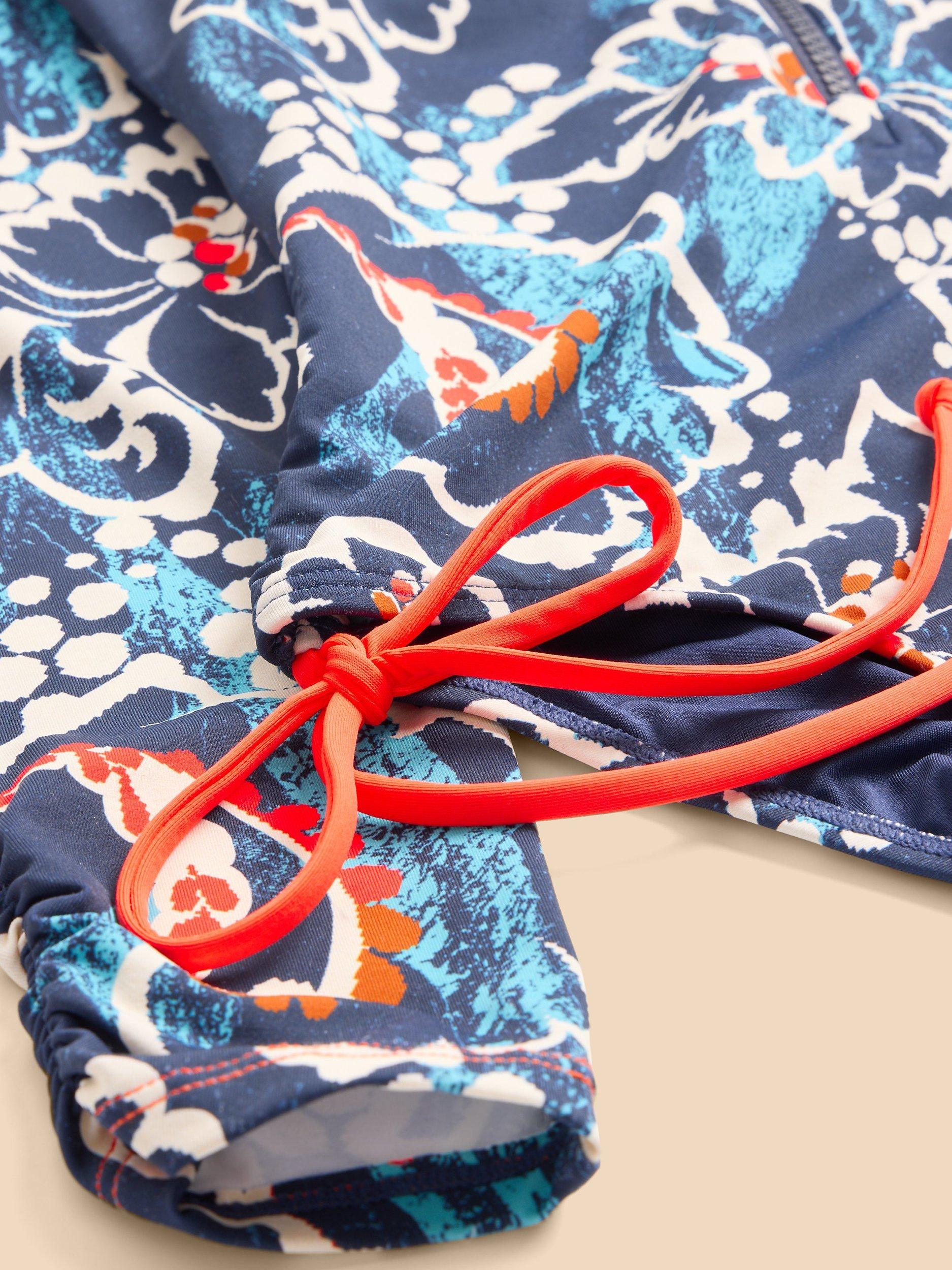 Product image 6 of 7, which shows White Stuff Berri Zip Front Swimsuit, Navy/Multi, 6