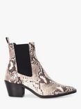 Dune London Pexas Snake Effect Leather Chelsea Boots, Black/Multi