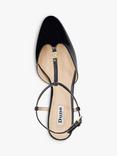 Dune Heya Patent T-Bar Open Back Shoes, Black