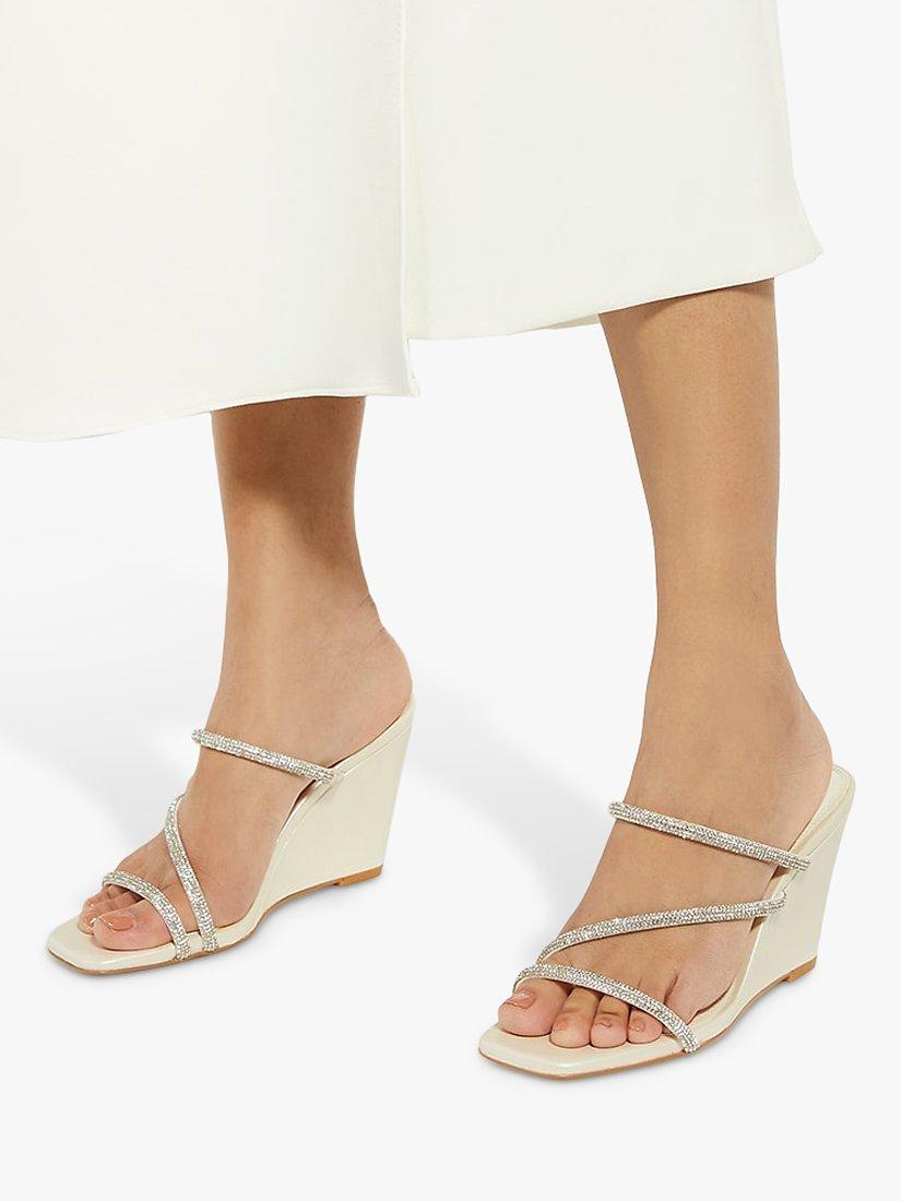 Product image 5 of 5, which shows Dune Bridal Collection Moonbeam Diamante Strap Wedge Sandals, Ivory, EU36