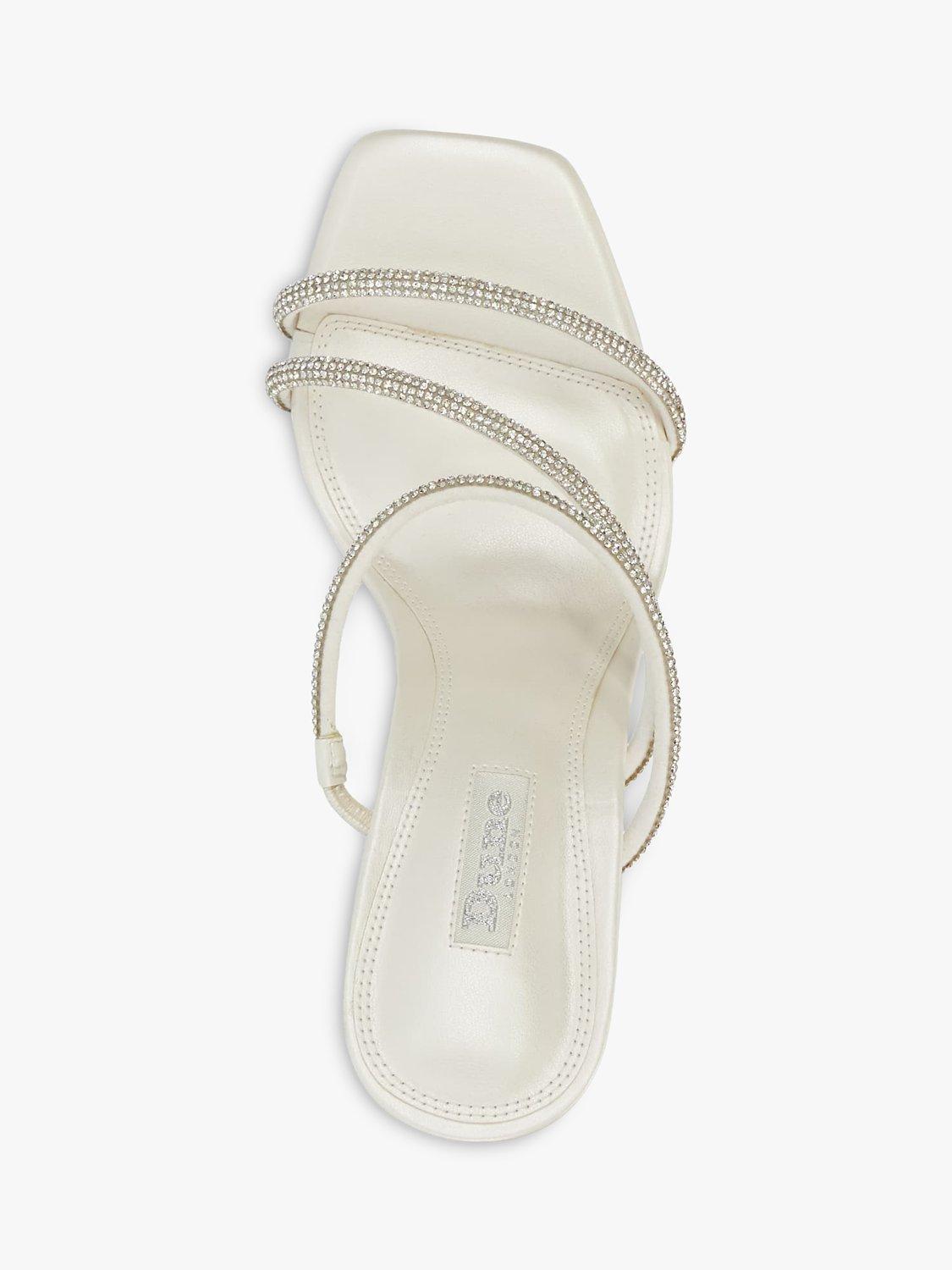 Product image 2 of 5, which shows Dune Bridal Collection Moonbeam Diamante Strap Wedge Sandals, Ivory, EU36