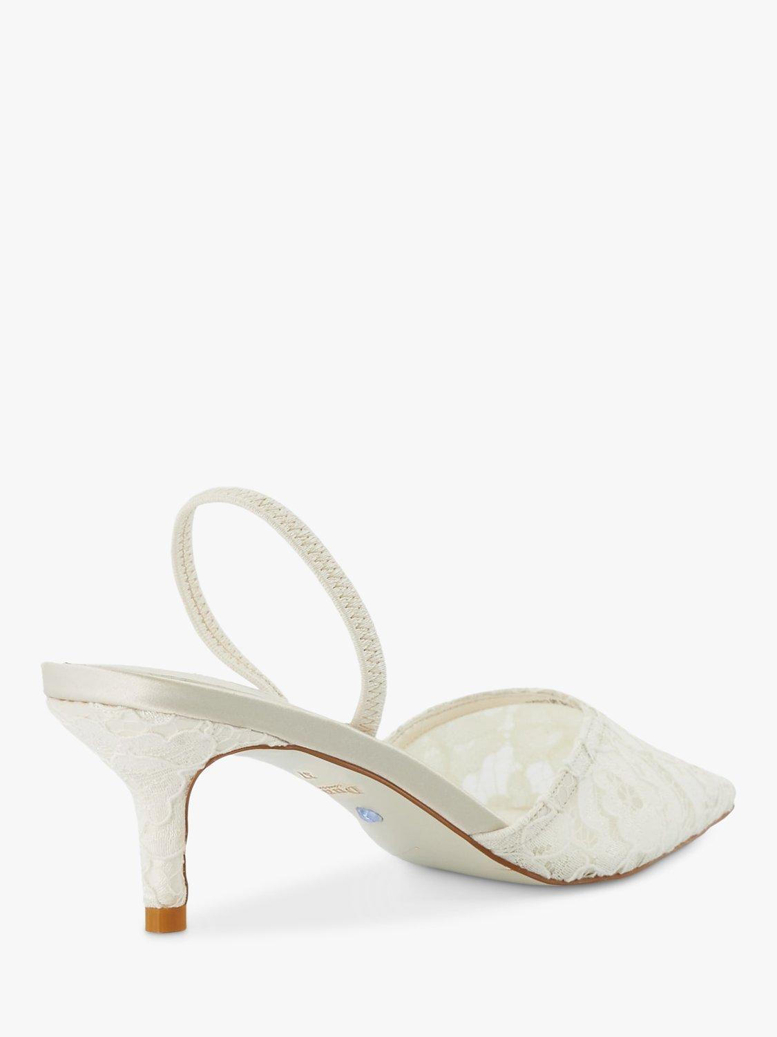 Product image 4 of 5, which shows Dune London Compassion Bridal Lace Slingback Court Shoes, Ivory, EU36