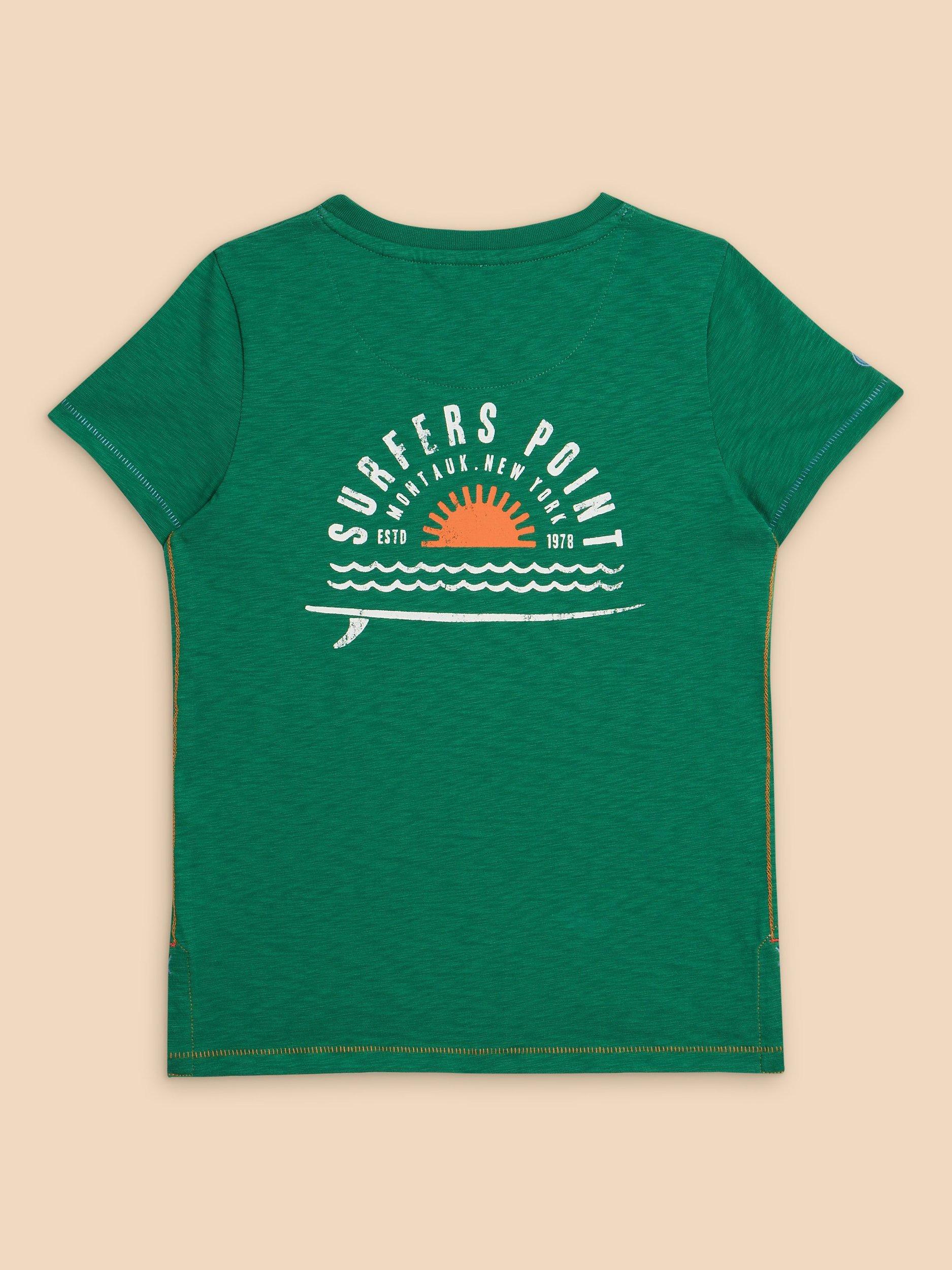 White Stuff Kids' Surfers Graphic T-Shirt, Green, 3-4 years