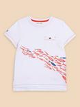 White Stuff Kids' Shoal Graphic T-Shirt, Ivory/Multi