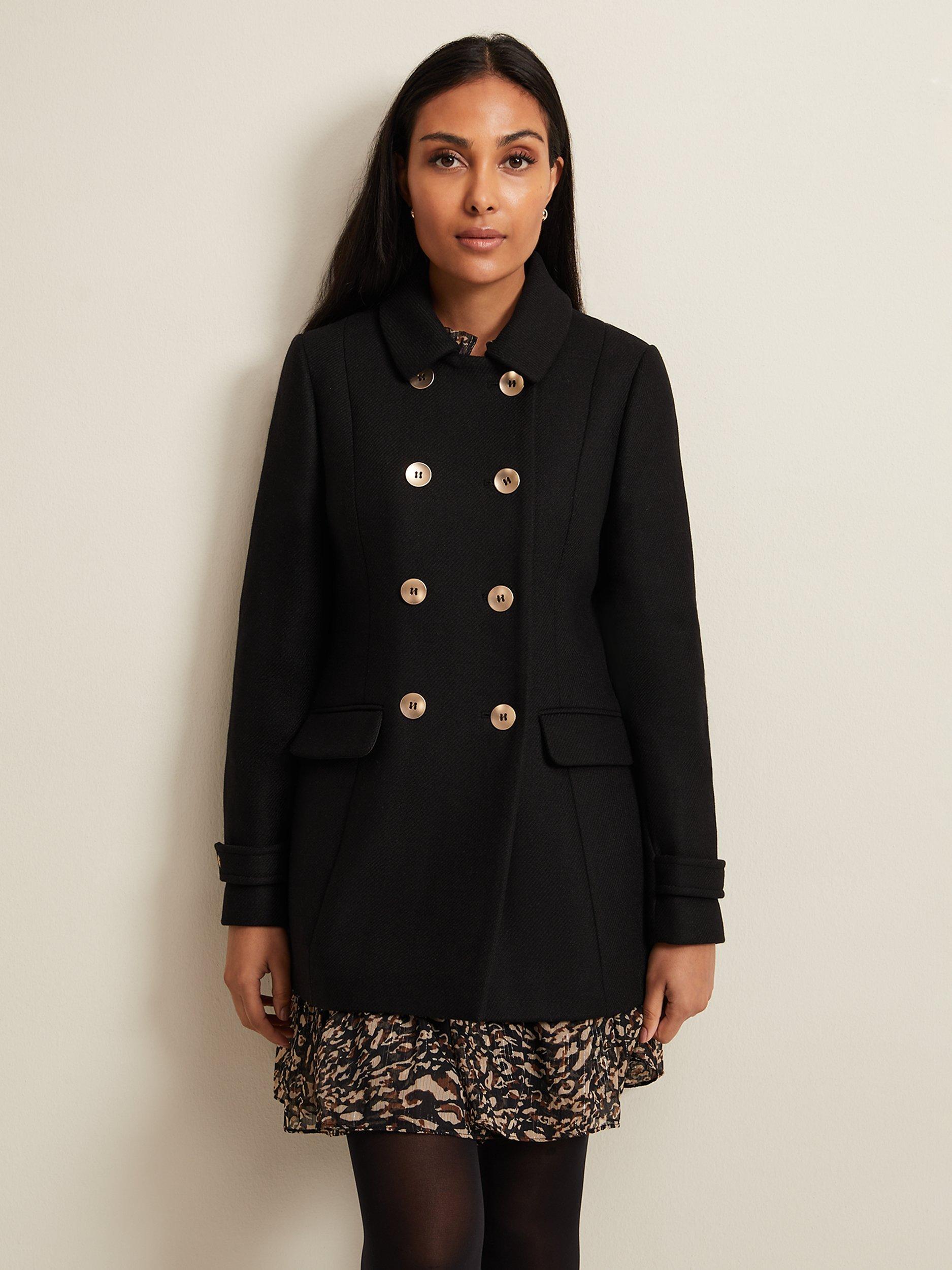 Phase Eight Petite Aurelie Wool Blend Peacoat Black