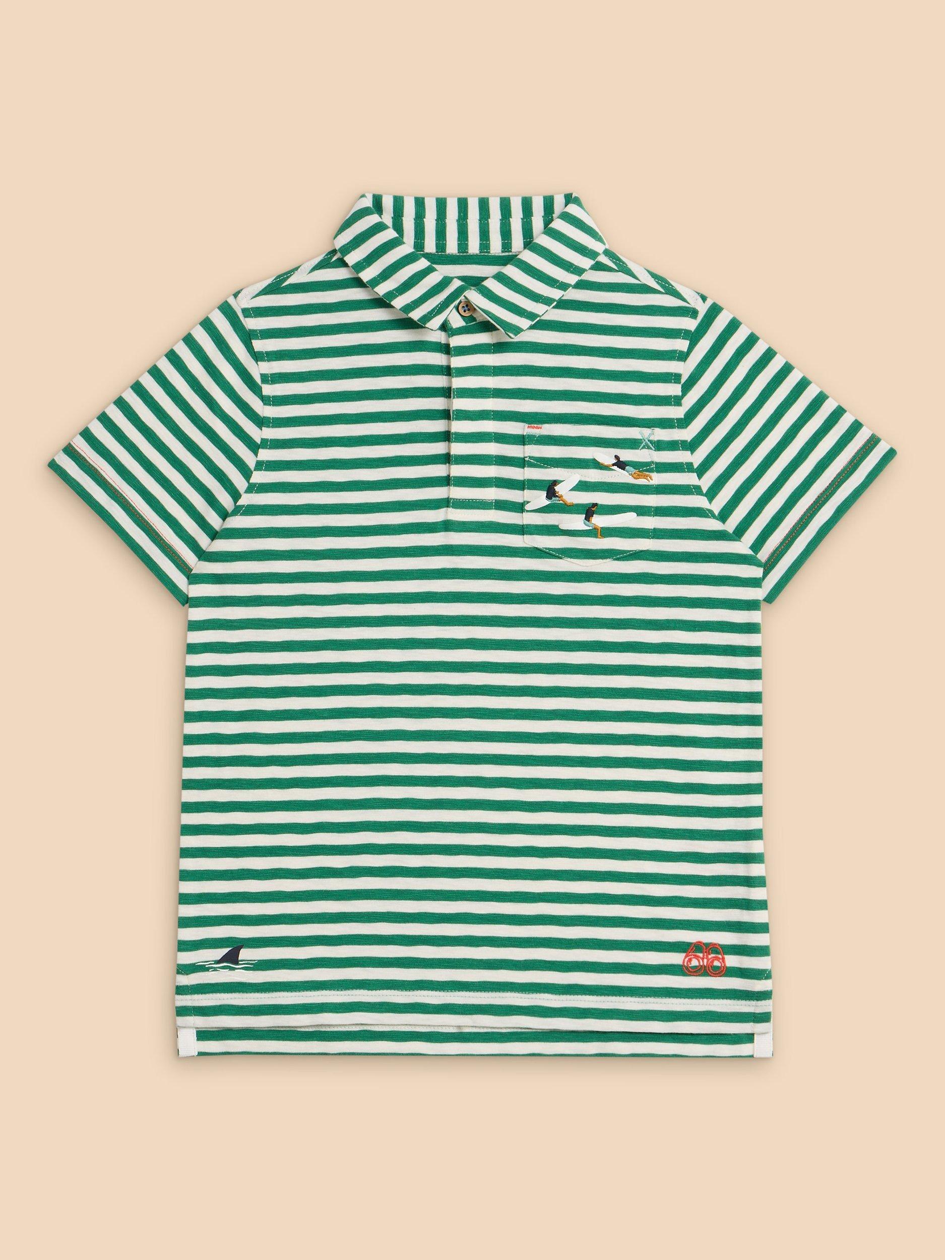 White Stuff Kids' Surfers Stripe Polo Shirt