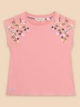 White Stuff Kids' Embroidered Sleeveless Top, Pink