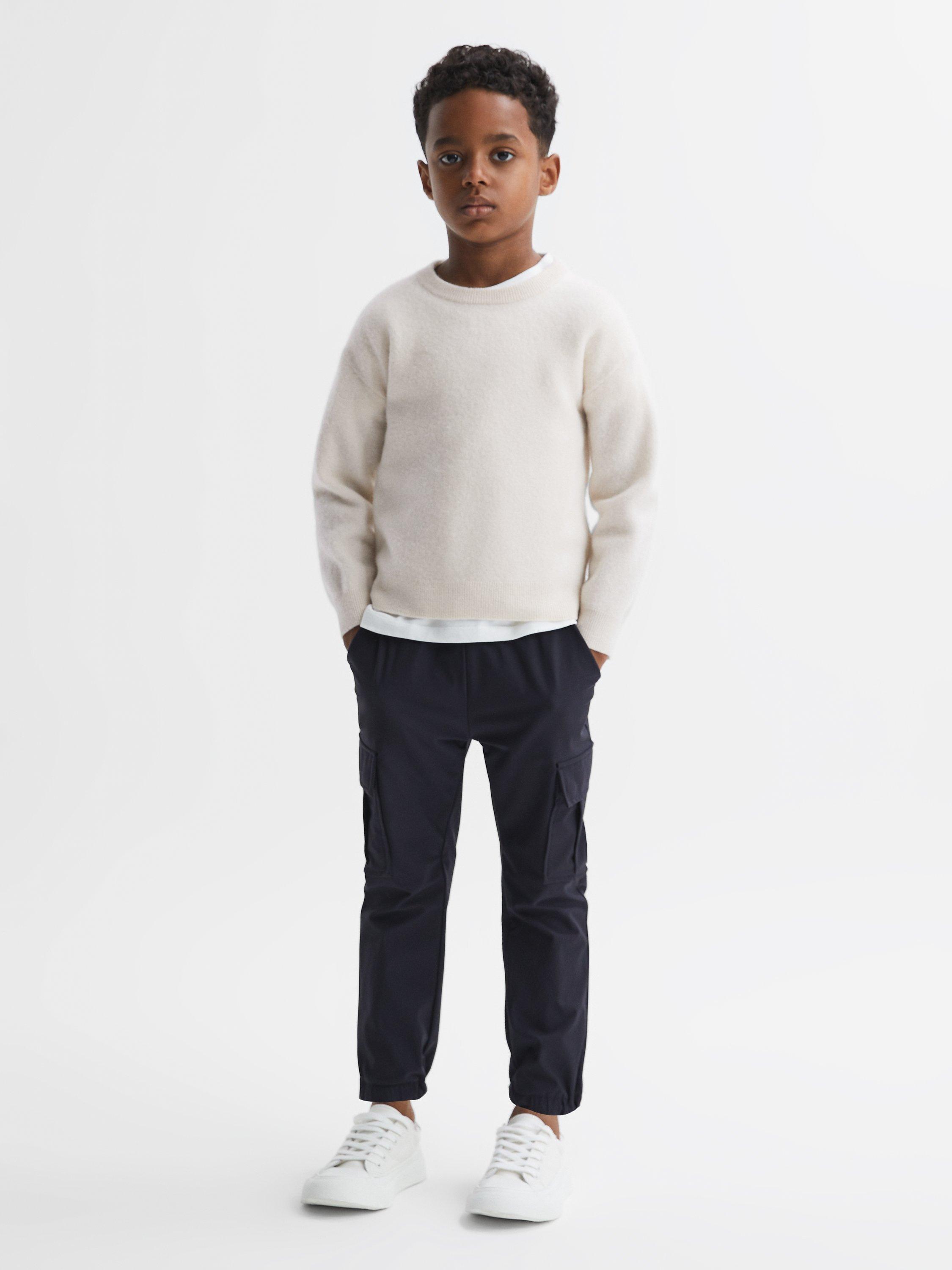 Reiss Kids' Prague Merino Blend Crew Neck Jumper, White