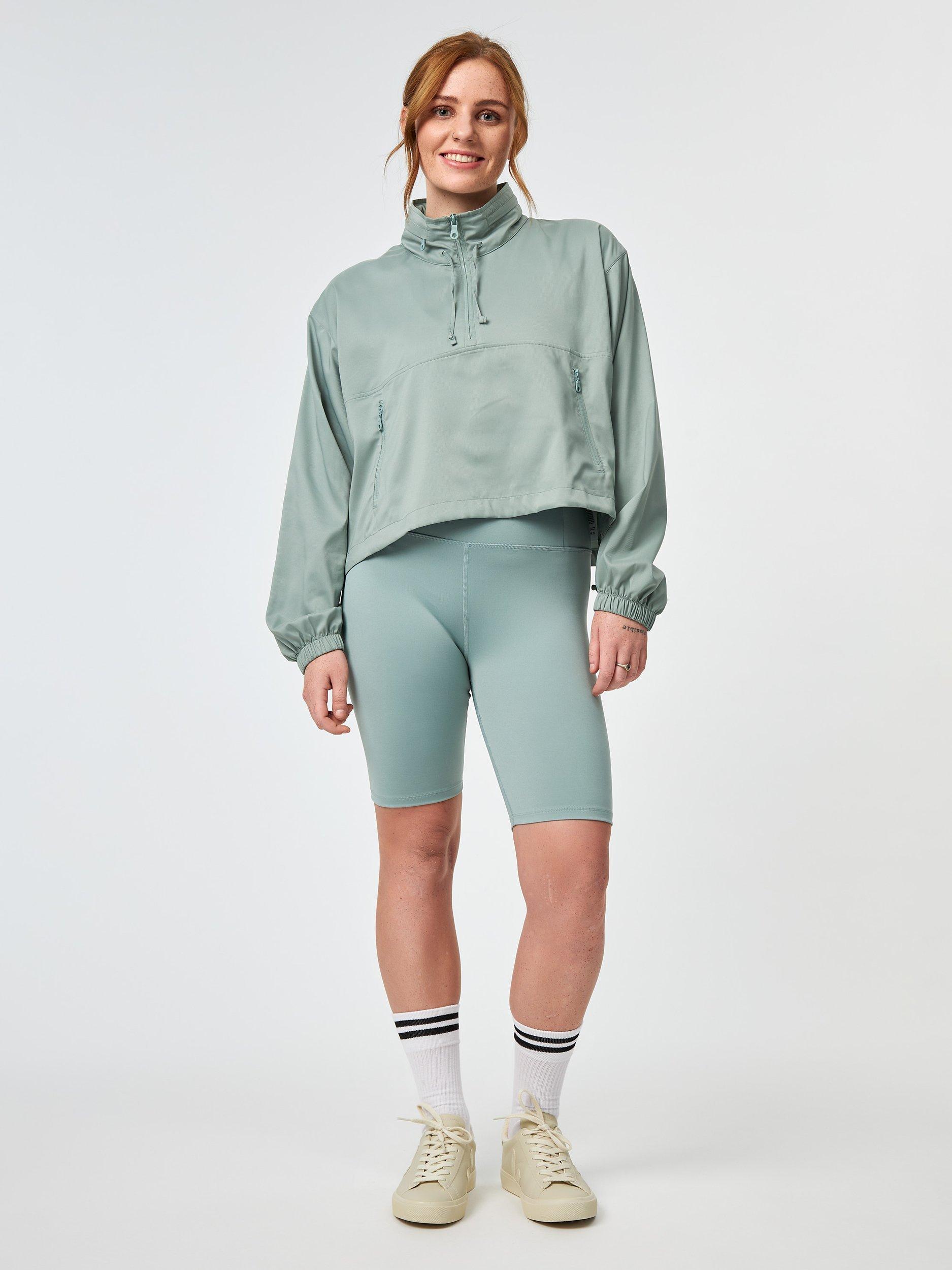 Product image 2 of 4, which shows Girlfriend Collective Hummingbird Half Zip Windbreaker, Chinoiserie, XS
