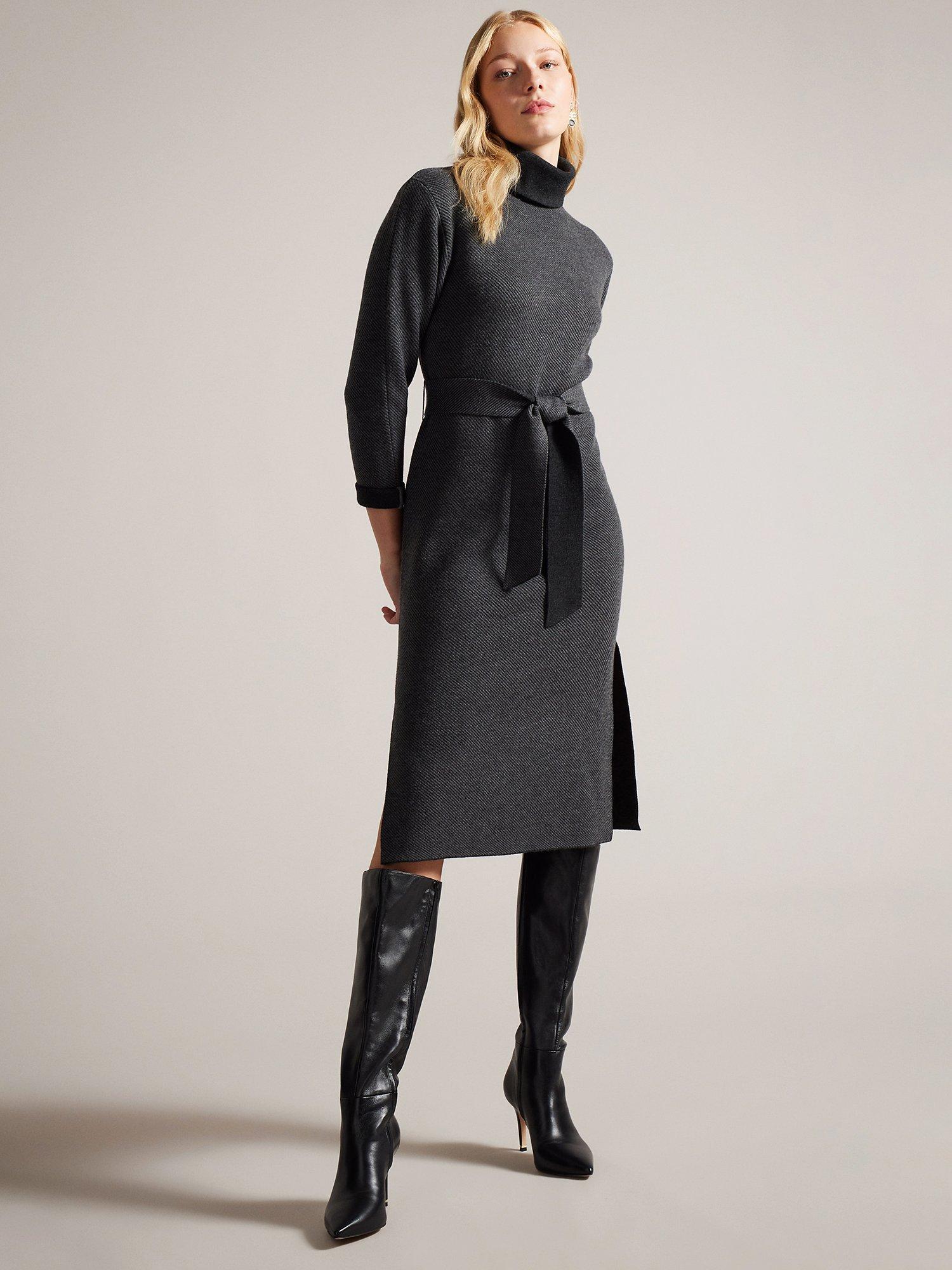 Ted Baker Laralee Merino Wool Blend Jumper Dress, Dark Grey