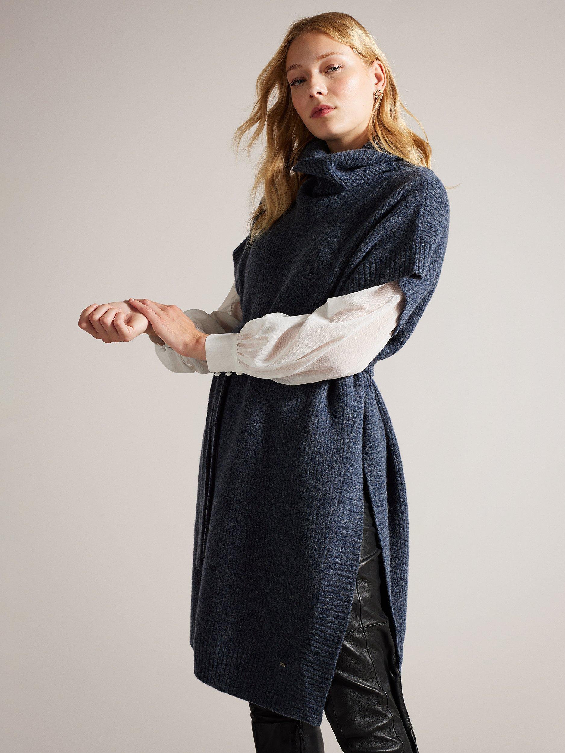 Ted Baker Danlena Wool Blend Poncho, Navy, One Size