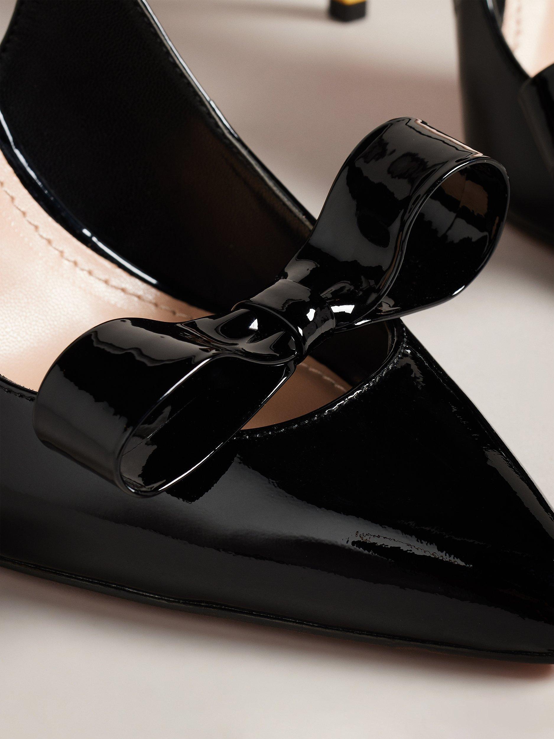 Ted Baker Orliney Patent Bow Cut Out Heeled Court Shoes Black