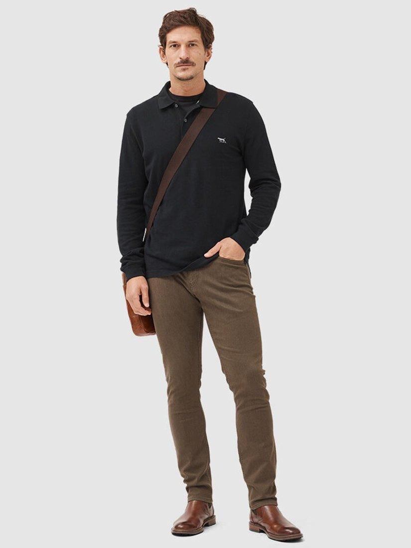 Product image 2 of 5, which shows Rodd & Gunn Gunn Cotton Slim Fit Long Sleeve Polo Shirt, Onyx, XS