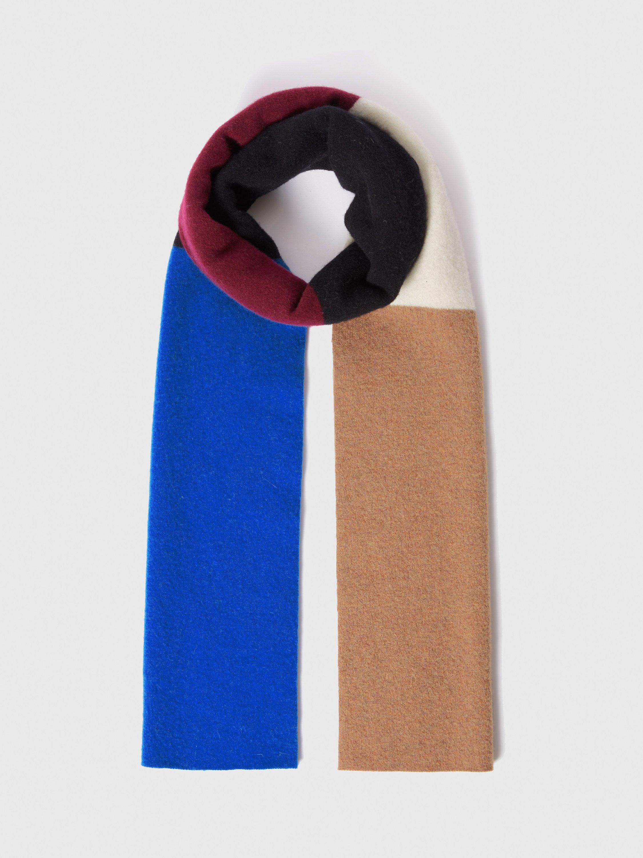 Jigsaw Stripe Felted Lambswool Scarf, Blue