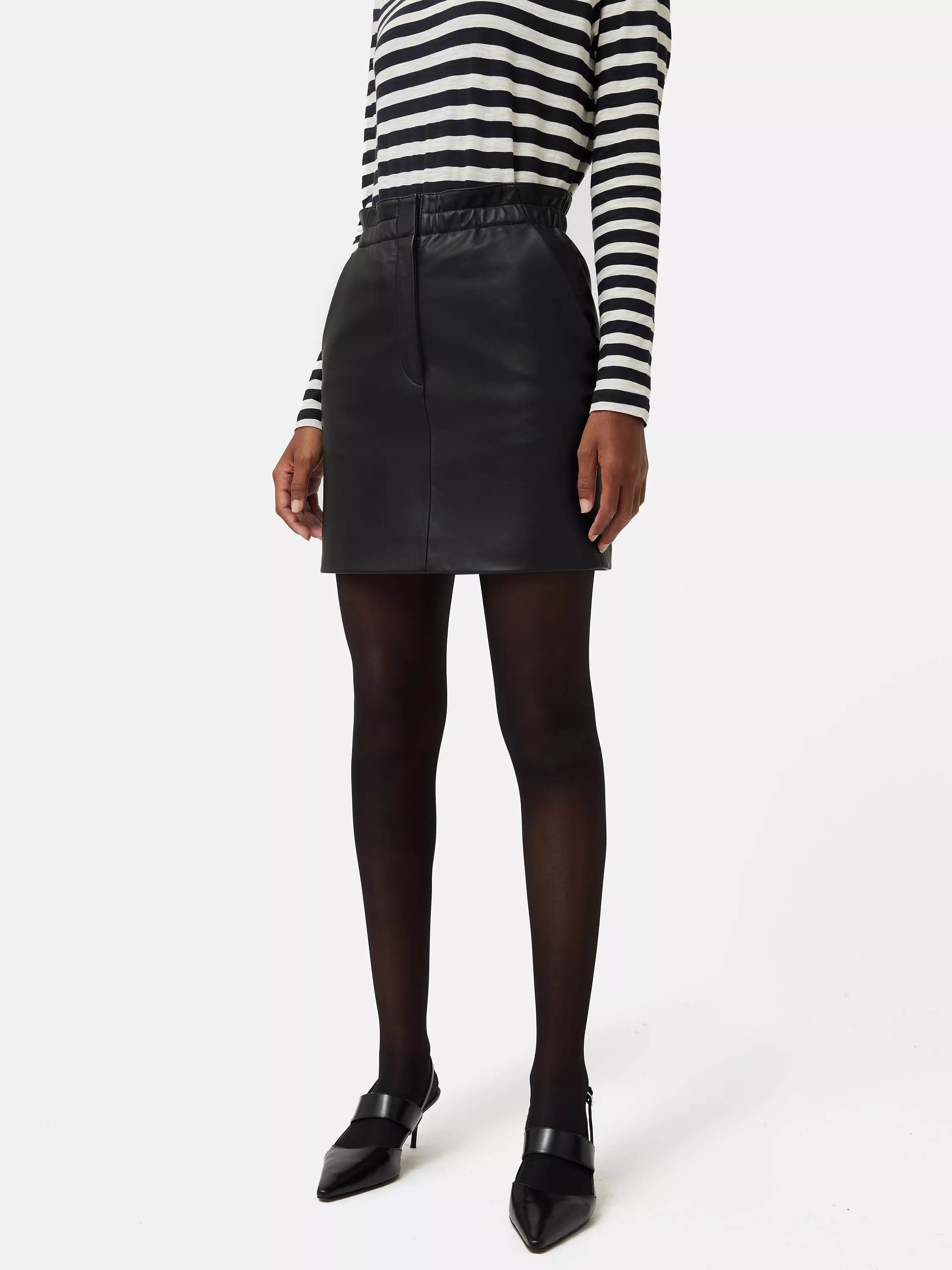 Jigsaw brown leather skirt hotsell