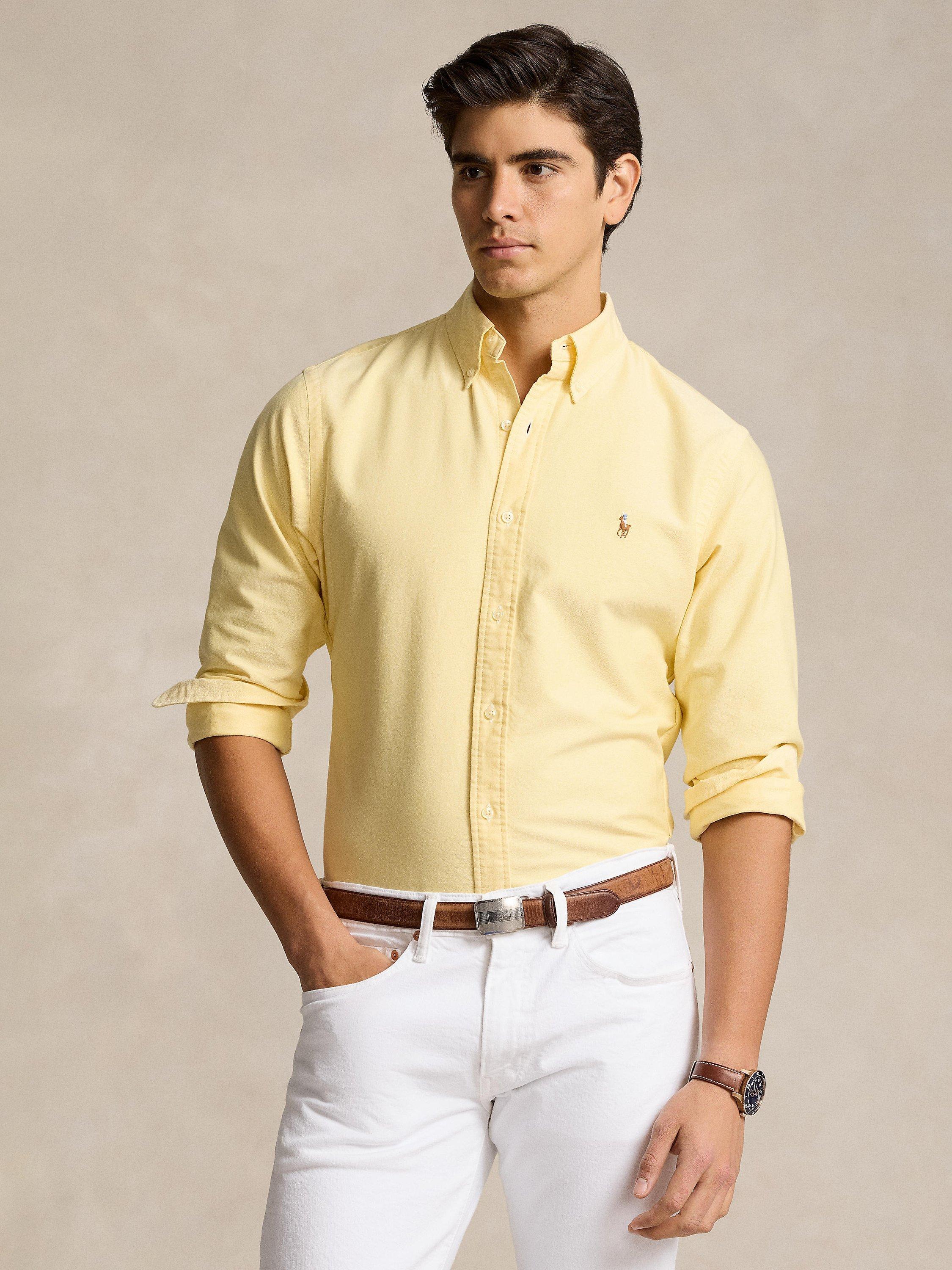 Product image 1 of 5, which shows Ralph Lauren Custom Fit Oxford Shirt, Yellow, M