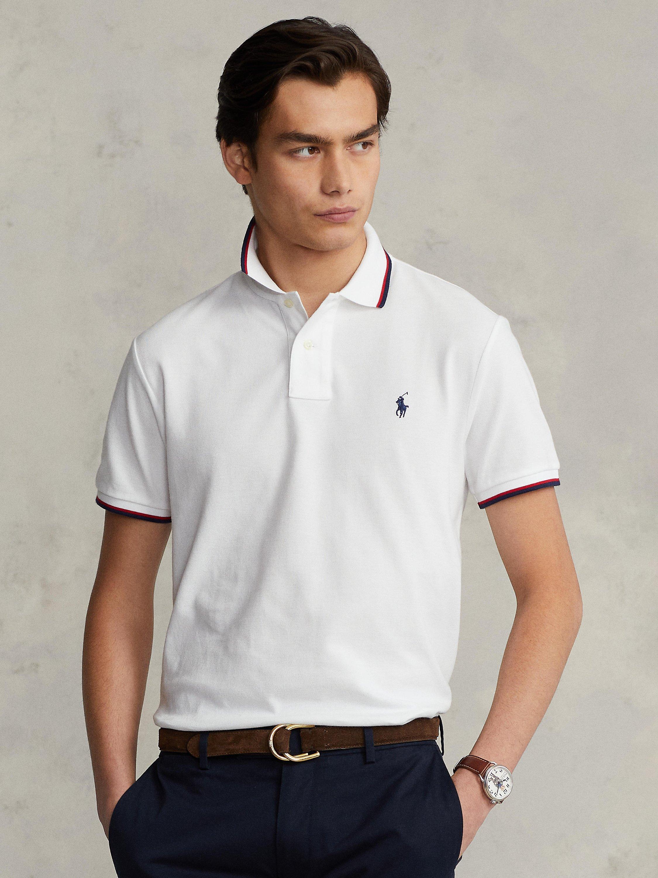 Ralph Lauren Custom Slim Fit Mesh Polo Shirt White