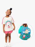 Fabric Flavours Kids' Peppa Pig Over Sized T-Shirt & Backpack Set, White/Multi