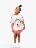 Fabric Flavours Kids' Peppa Pig Rainbow T-Shirt & Shorts Set, Pink/White