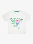 Fabric Flavours Kids' Peppa Pig Dinosaur Over Sized T-Shirt & Backpack Set, White Winter/Multi