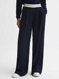 Reiss Abigail Wide Leg Trousers, Navy