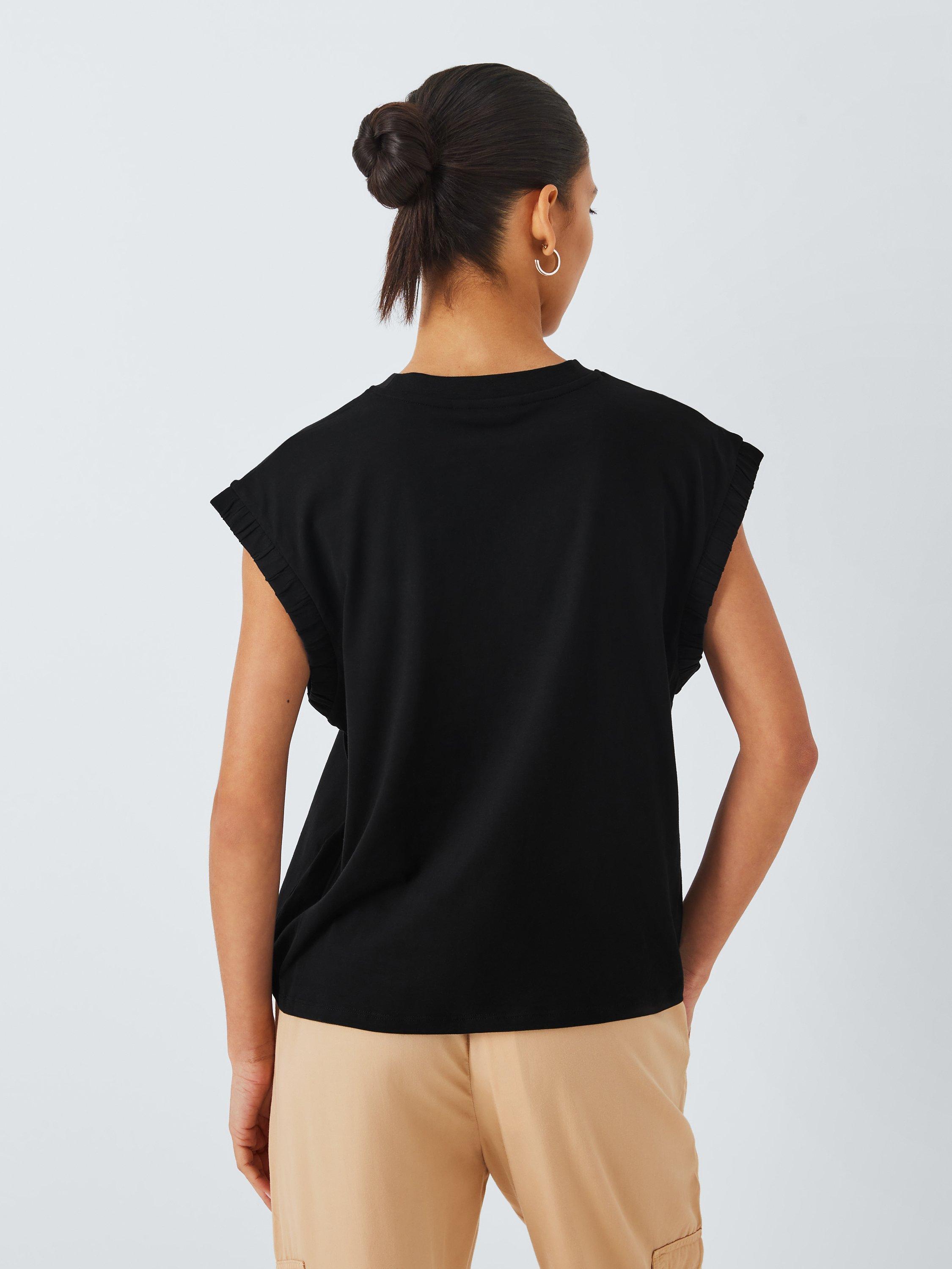 Product image 2 of 6, which shows John Lewis ANYDAY Elasticated Sleeve T-Shirt, Black, L