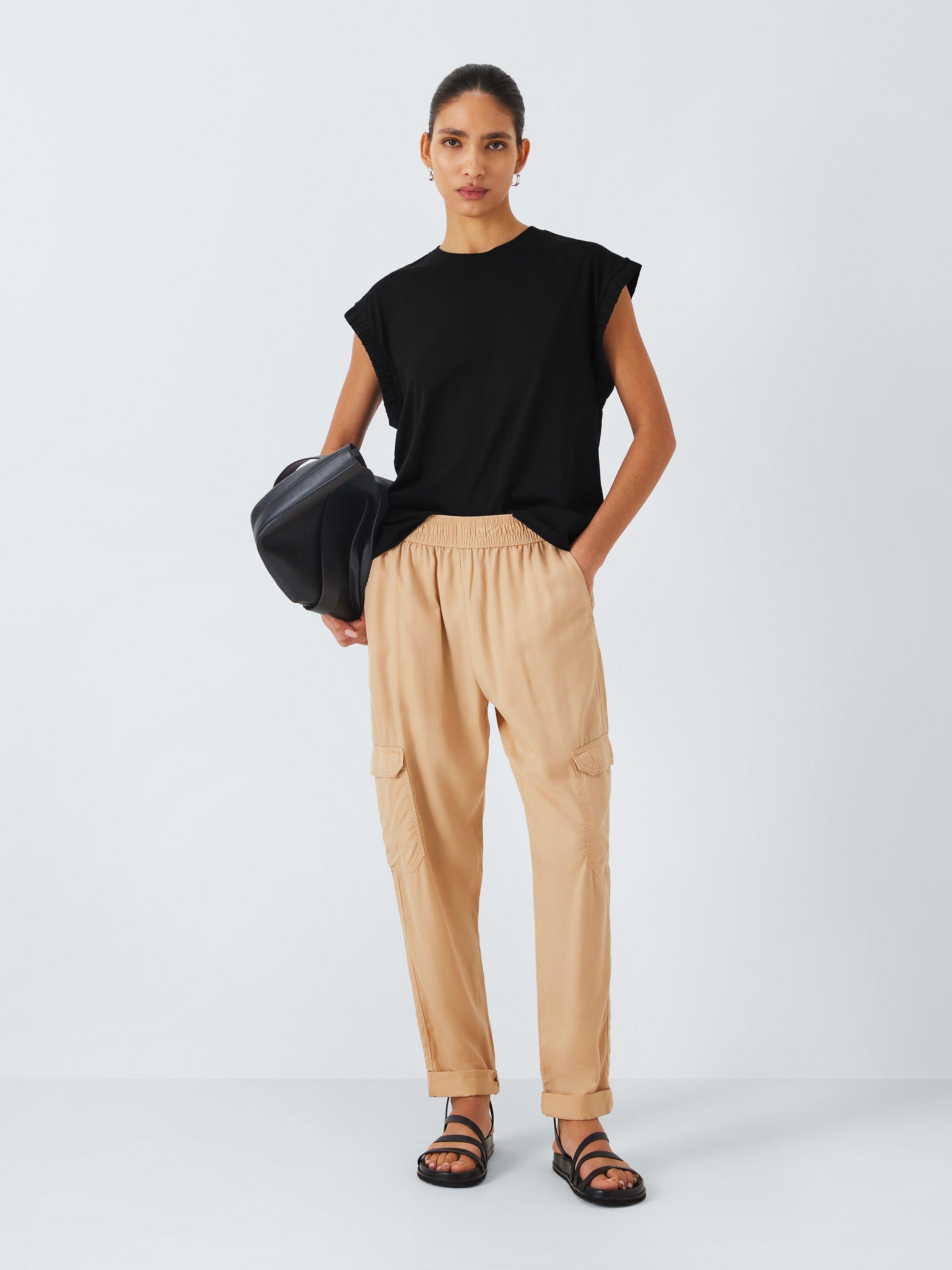 Product image 3 of 6, which shows John Lewis ANYDAY Elasticated Sleeve T-Shirt, Black, L