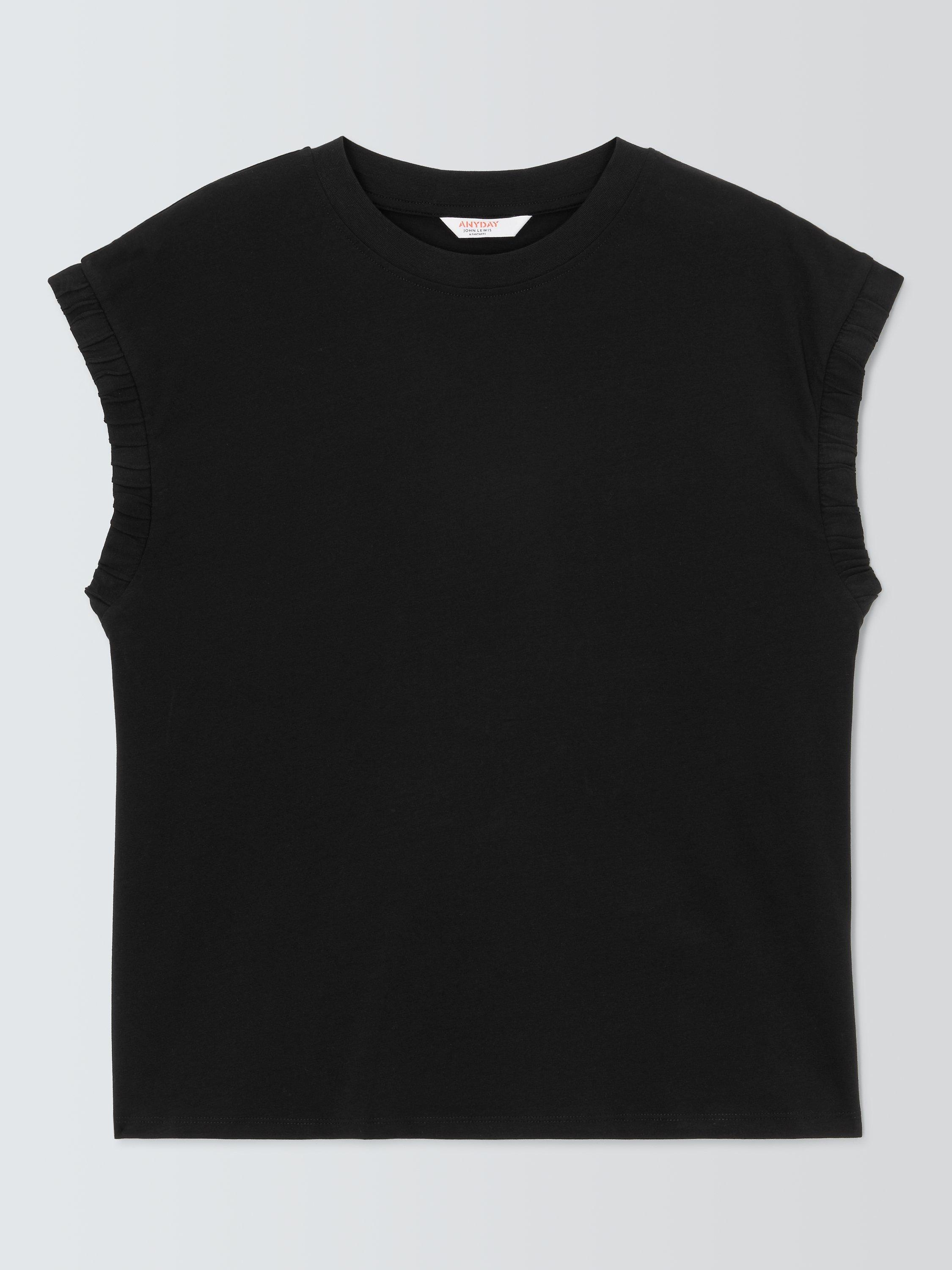 Product image 4 of 6, which shows John Lewis ANYDAY Elasticated Sleeve T-Shirt, Black, L
