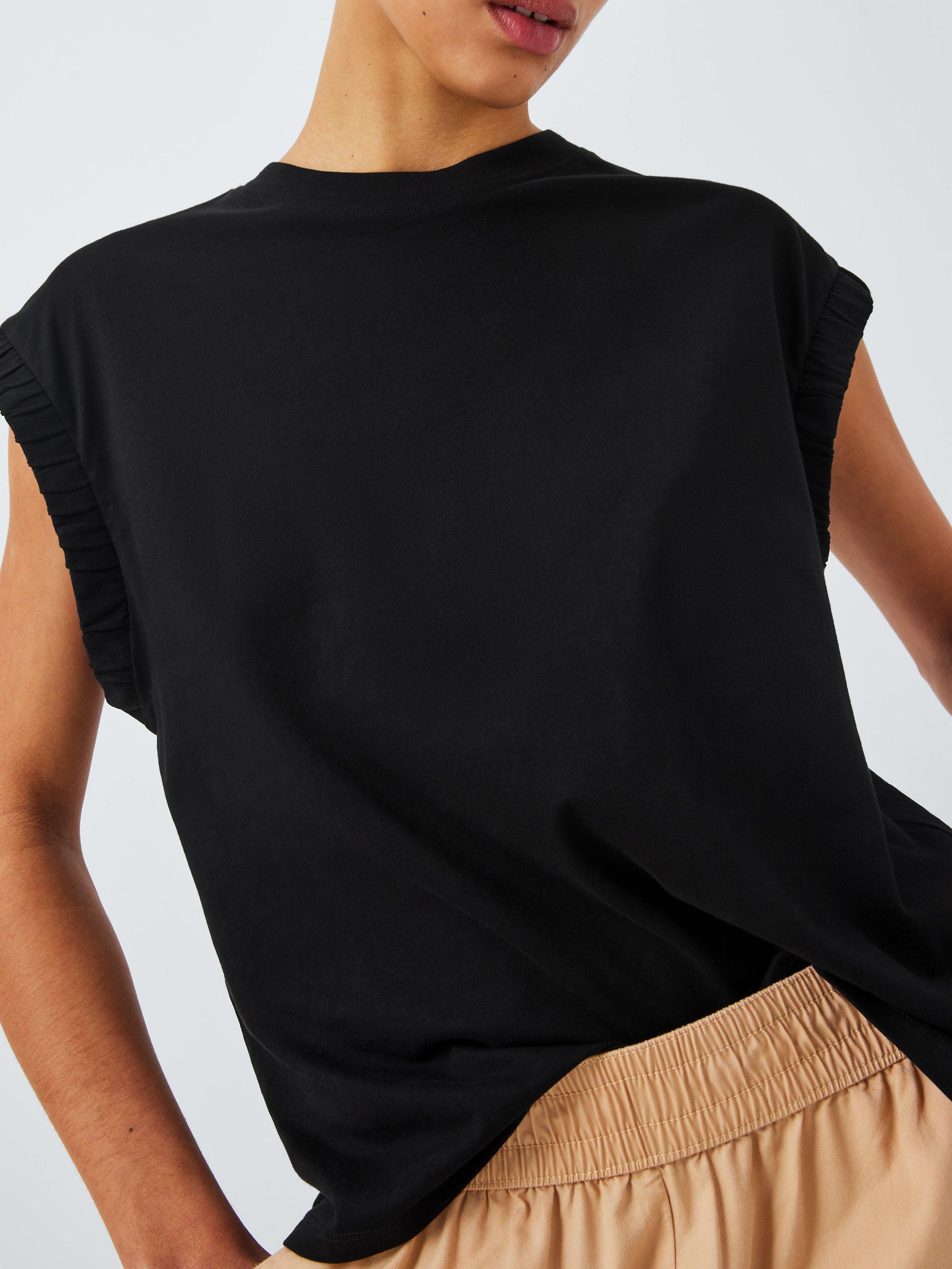 Product image 5 of 6, which shows John Lewis ANYDAY Elasticated Sleeve T-Shirt, Black, L