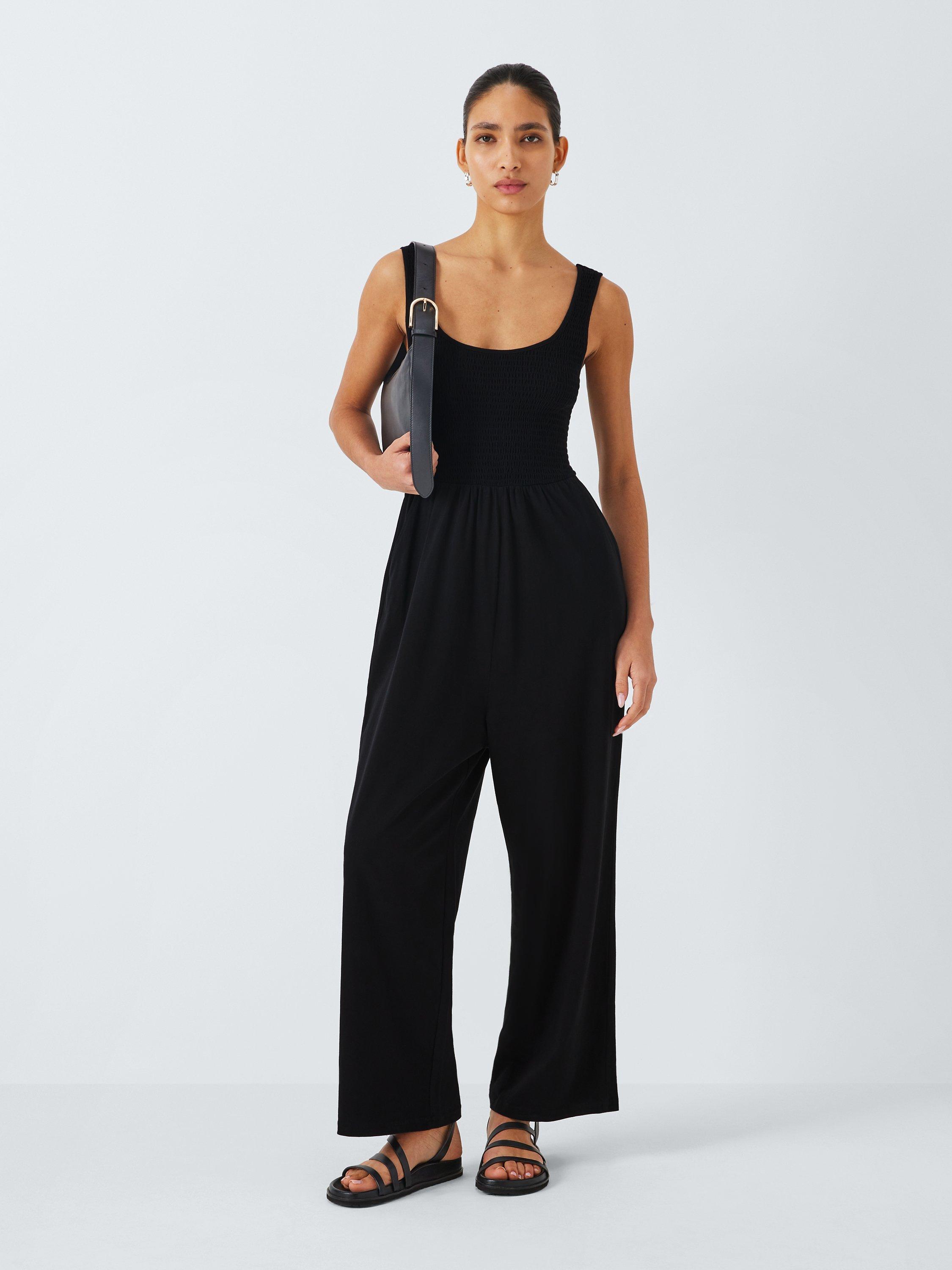 John Lewis ANYDAY Shirred Bodice Jumpsuit Black