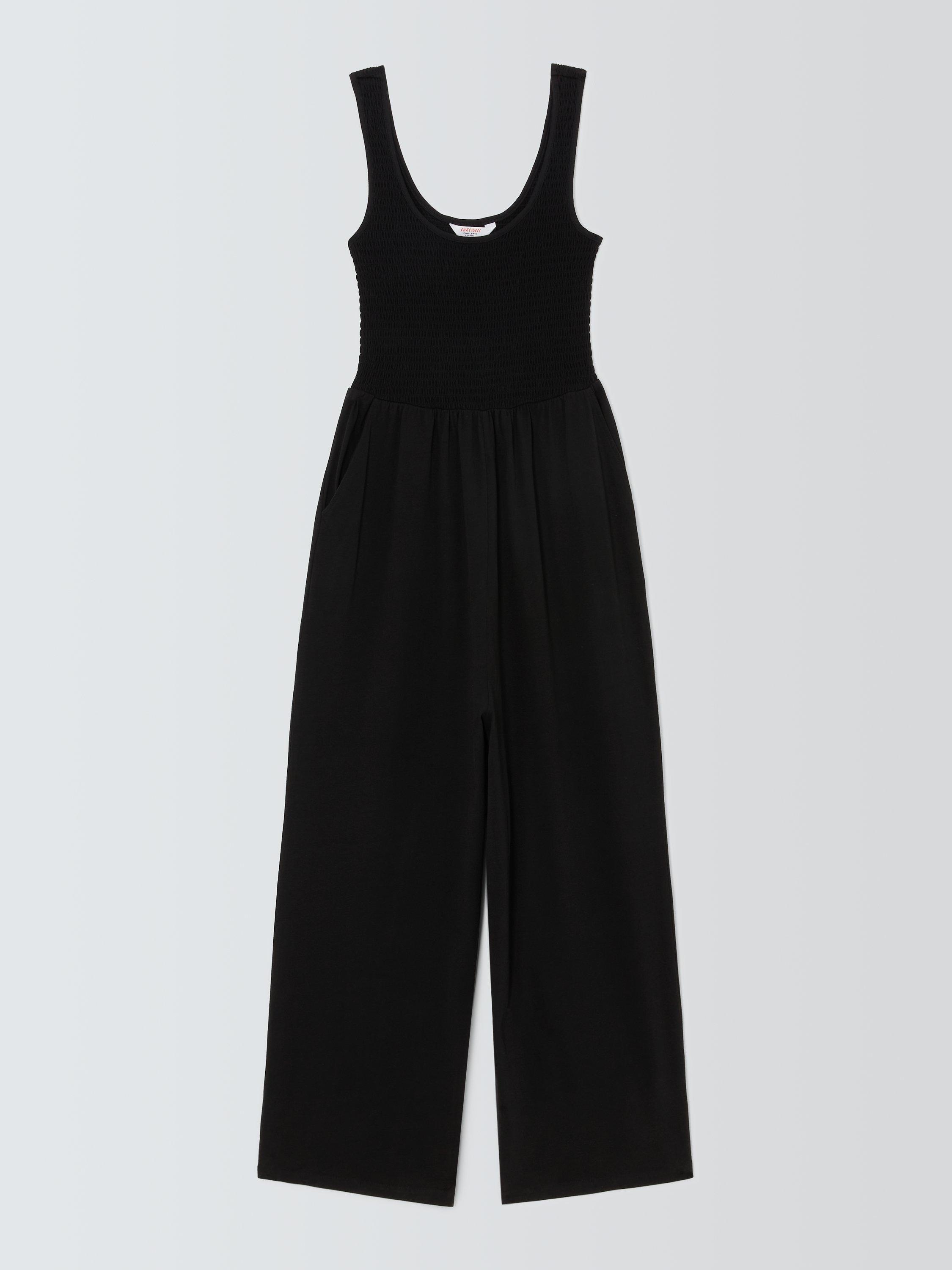 John Lewis ANYDAY Shirred Bodice Jumpsuit Black