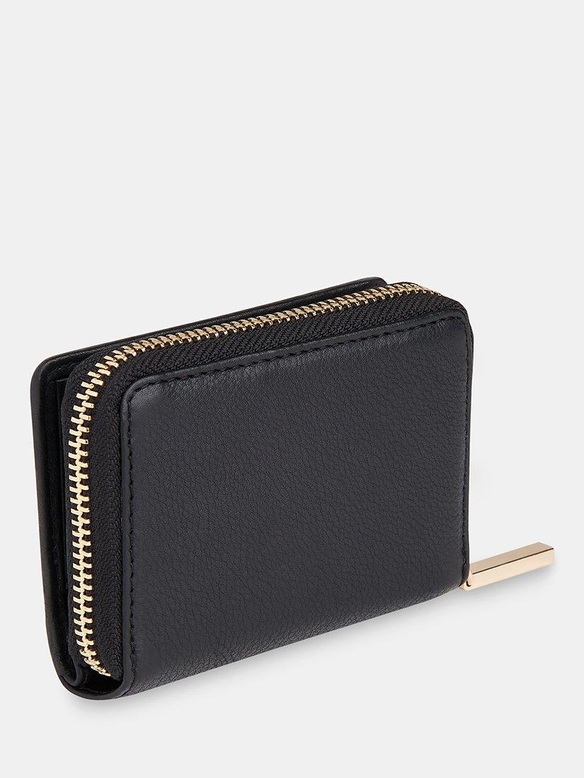 Product image 2 of 5, which shows Whistles Koa Compact Zip Around Leather Purse, Black, One Size