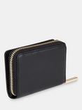 Whistles Koa Compact Zip Around Leather Purse, Black