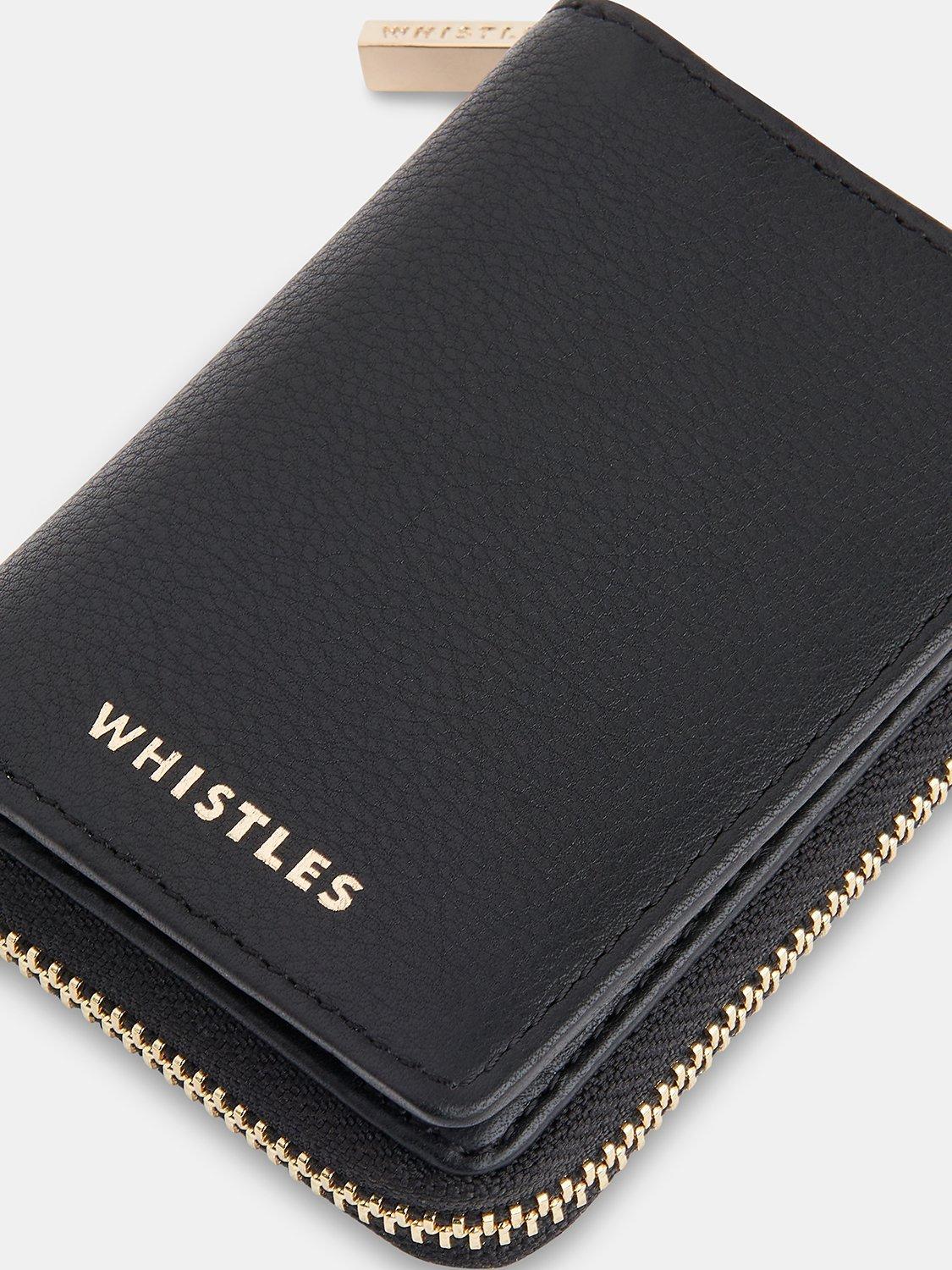 Product image 4 of 5, which shows Whistles Koa Compact Zip Around Leather Purse, Black, One Size