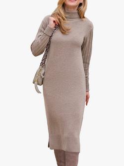 Pure Collection Knitted Jumper Midi Dress, Oatmeal, Oatmeal