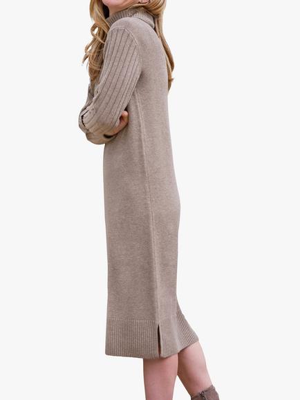 Pure Collection Knitted Jumper Midi Dress, Oatmeal - view 2, Oatmeal