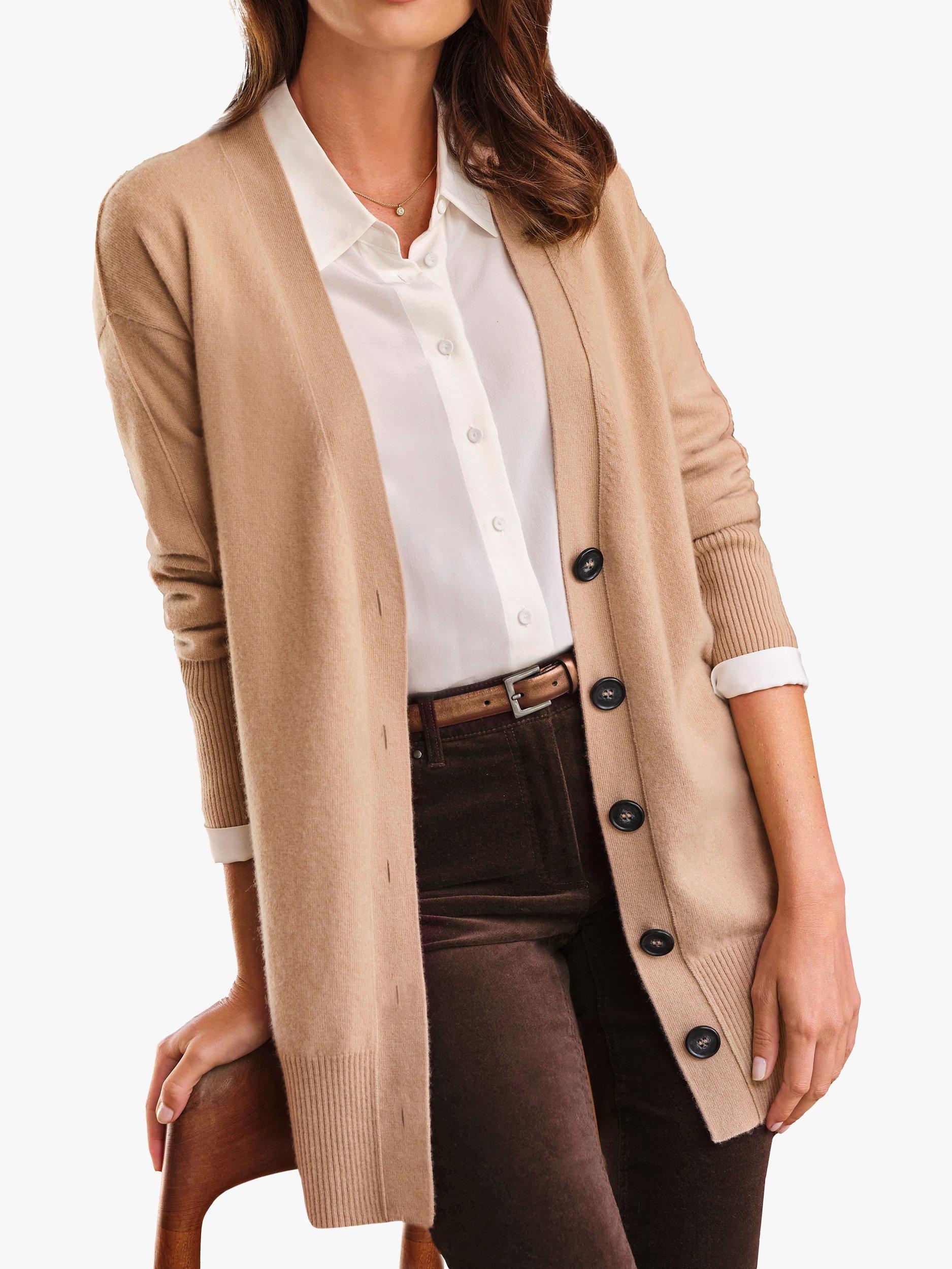 Pure Collection Cashmere Boyfriend Cardigan Camel