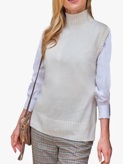 Pure Collection Cashmere Wool Blend Longline Knitted Tank Top, Soft White, Soft White