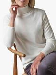 Pure Collection Cashmere Roll Neck Jumper, Soft White