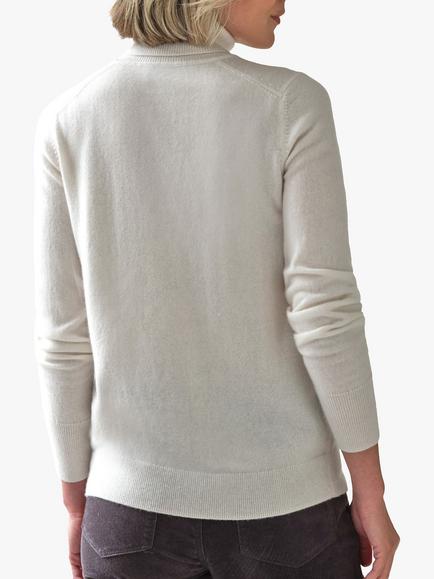 Pure Collection Cashmere Roll Neck Jumper - view 2, Soft White