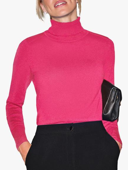 Pure Collection Cashmere Roll Neck Jumper, Lipstick